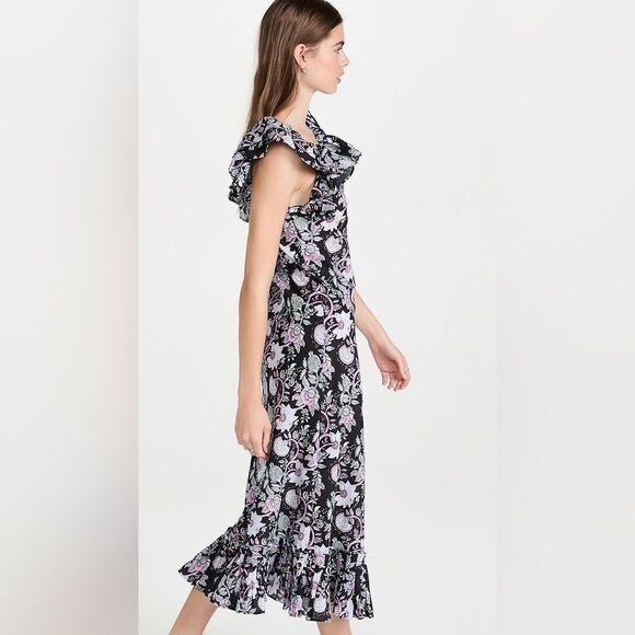 NWT MILLE Klara Floral Ruffle Cotton Midi/Maxi Dress in Tropical Night size S - Picture 3 of 14